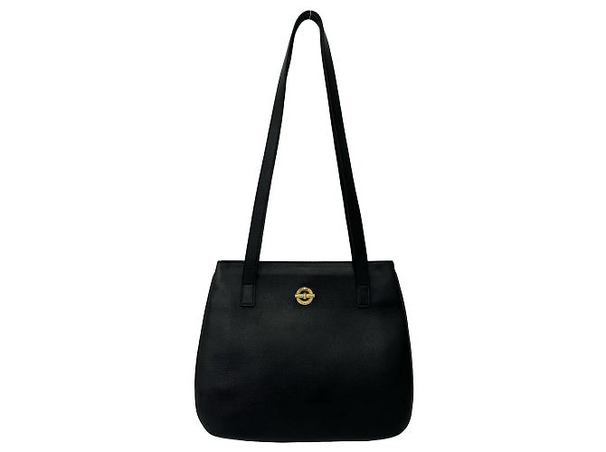 Céline Sac cabas en cuir Celine Vintage avec logo circulaire Noir