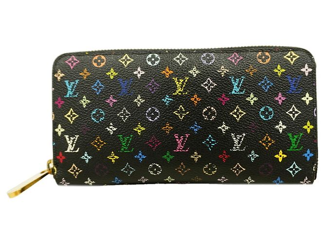 Louis Vuitton Monogram Multicolor Zippy Wallet Black Red