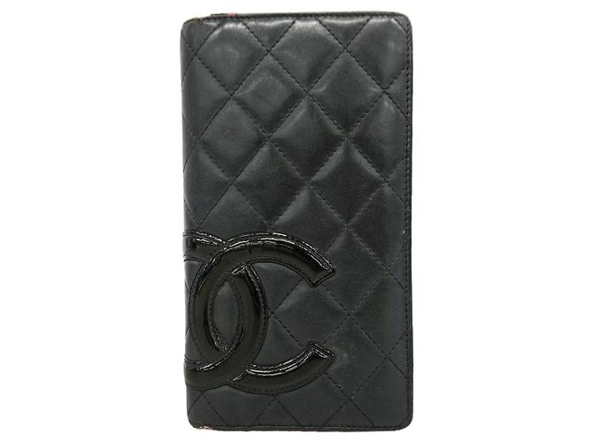 Chanel Cambon Lambskin Long Wallet in Black