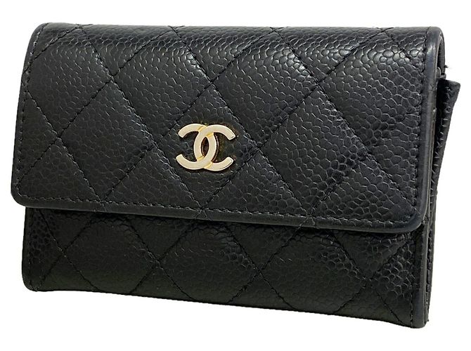 Chanel Black Grained Calfskin Card Case