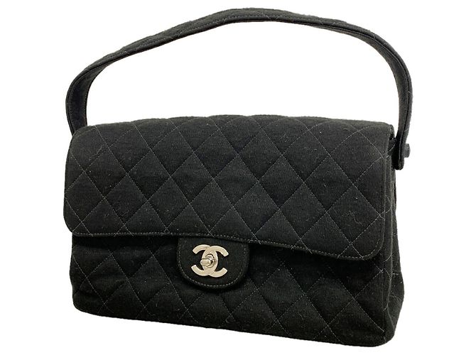 Chanel Matelassé Handtasche aus doppelseitiger Baumwolle Schwarz