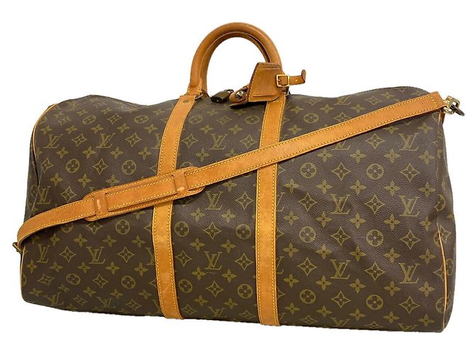 Louis Vuitton Boston Monogram Keepall Bandoulière 55 Castaño