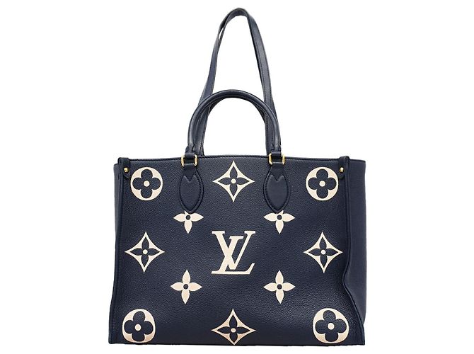Borsa Tote Louis Vuitton Monogram Empreinte Bicolor OnTheGo MM Blu Crudo