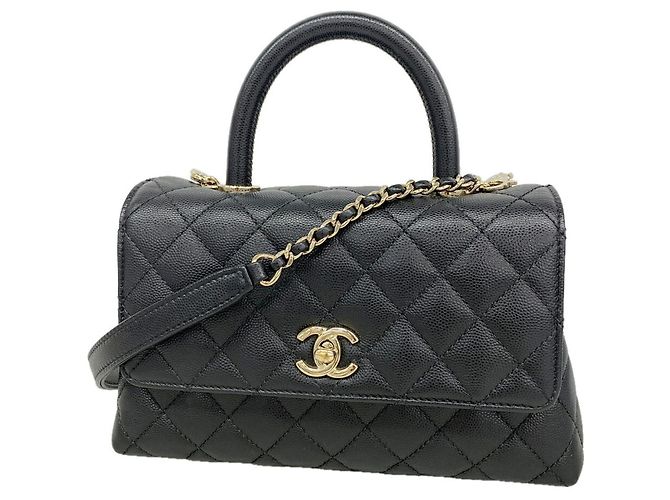 Coco Handle Borsa Chanel in vitello grana Nero