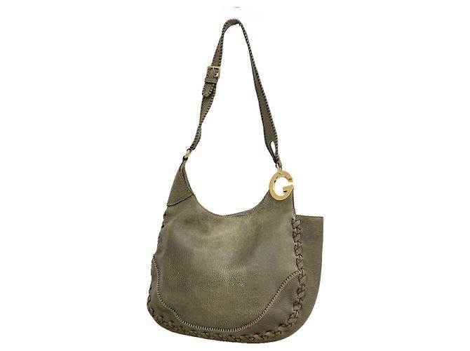 Bolsa de ombro Gucci em couro cinza