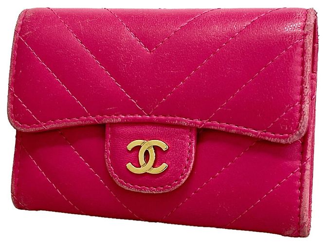 Chanel Kartenetui aus rosa Lammleder