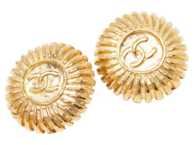 Orecchini rotondi vintage Chanel Coco Mark D'oro