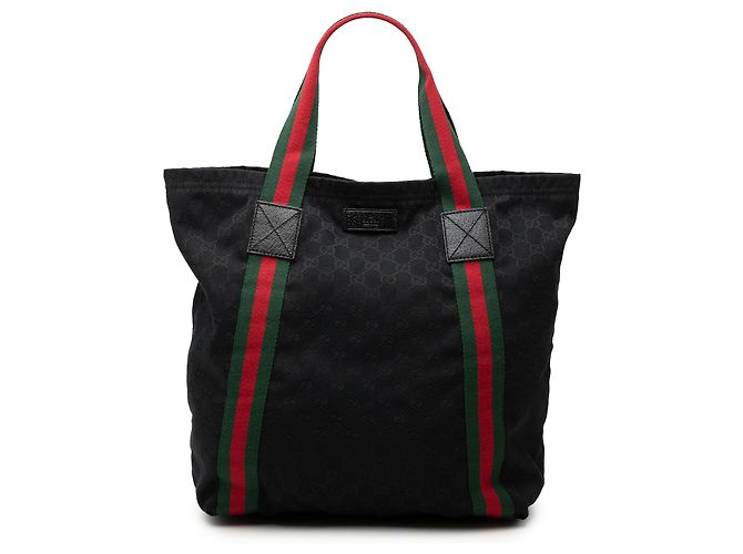 Gucci Black GG Canvas Web Tote