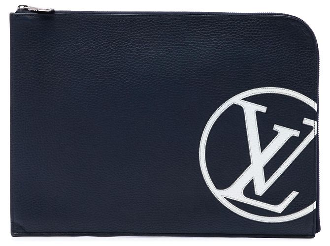 Louis Vuitton Blue Taurillon Initials Circle Pochette Jour GM Blau Marineblau