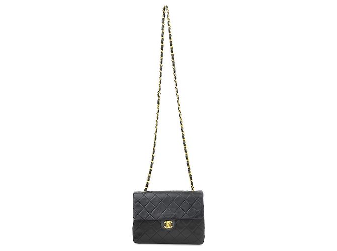 Chanel Black Small Square Quilted Lambskin Flap Noir