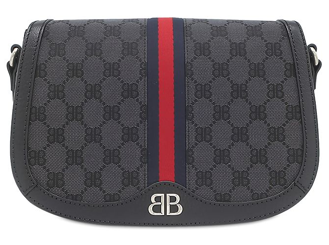 Balenciaga Black The Hacker Project BB Canvas Web Ophidia Crossbody