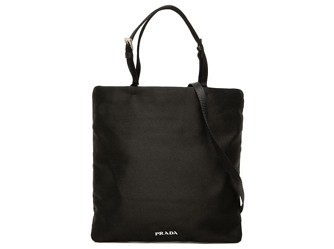 Borsa tote convertibile Prada in raso nero