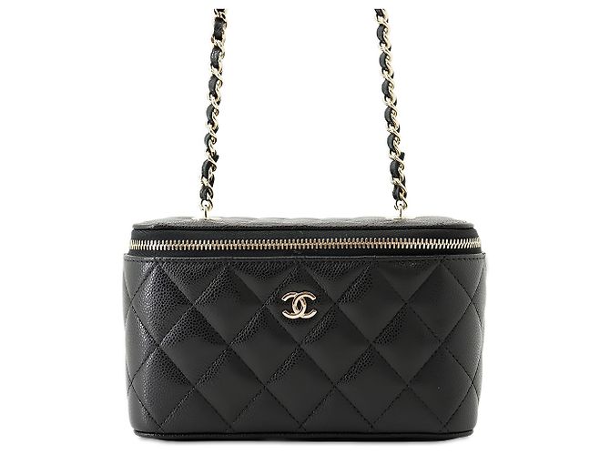 Vanity Neceser Chanel Small Quilted Caviar negro con cadena