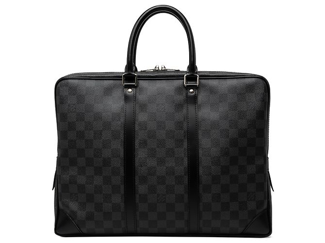 Louis Vuitton Black Damier Graphite Porte Documents Voyage PM Preto