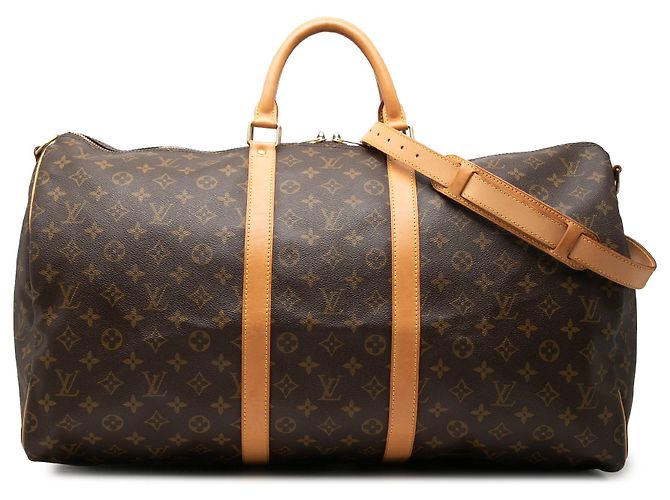 Louis Vuitton Brown Monogram Keepall Bandouliere 55 Marrom