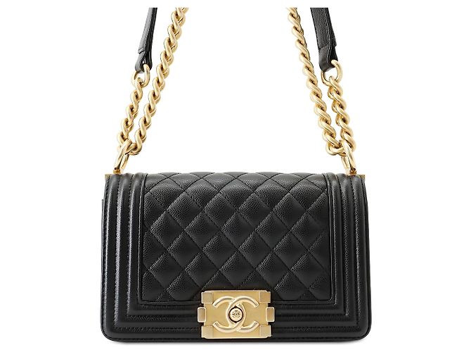 Chanel Black Small Quilted Caviar Boy Flap