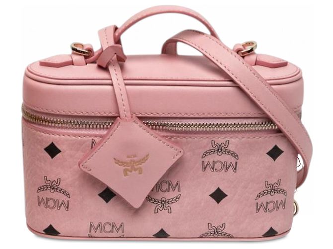 MCM Pink Mini Visetos Coated Canvas Aren Vanity Case Rosa