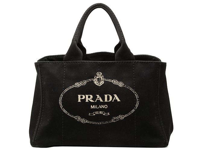 Prada Canvas Canapa Logo Tote Schwarz