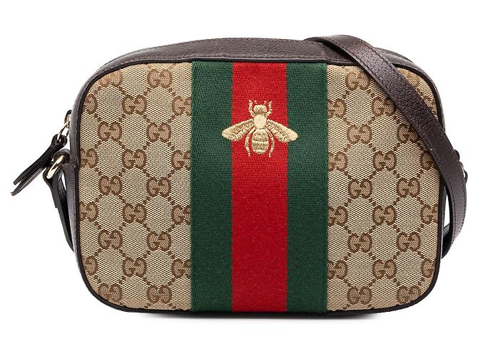 Sac Camera Gucci Beige GG Canvas Webby Bee