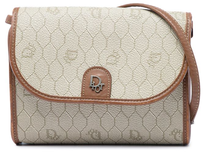 Bolsa tiracolo Dior Beige Honeycomb Coated Canvas Bege