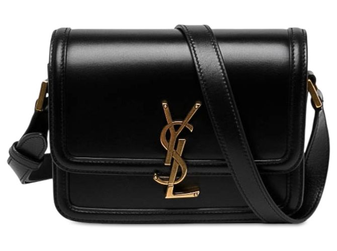 Autre Marque Bolsa Solferino Saint Laurent Small em couro de bezerro preto com caixa