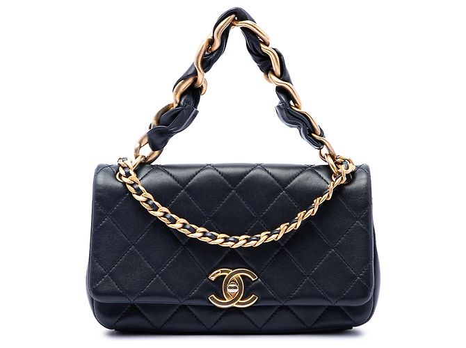 Chanel Black Quilted Lambskin Chain More Flap
