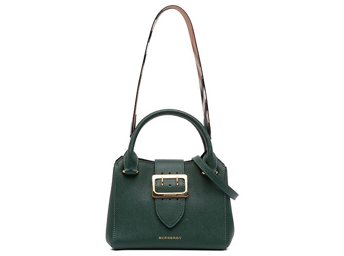 Mala Tote Burberry Small em pele de vitelo granulada Verde com fivela