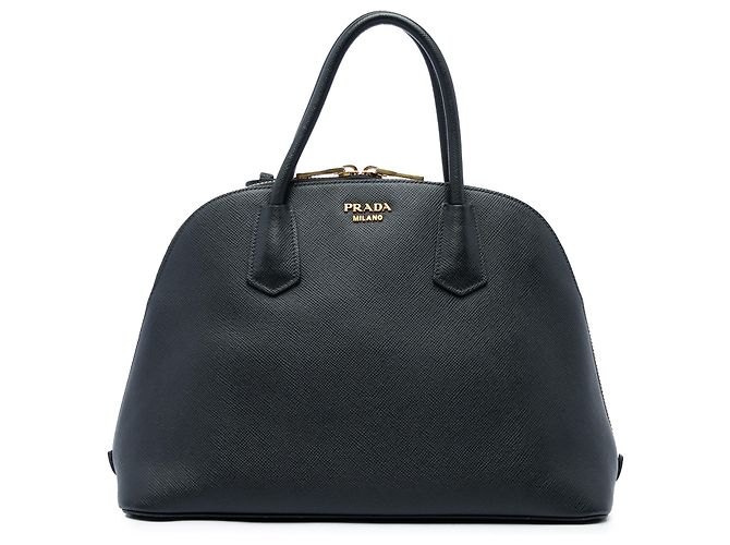 Prada Black Saffiano Cuir Dome Handbag