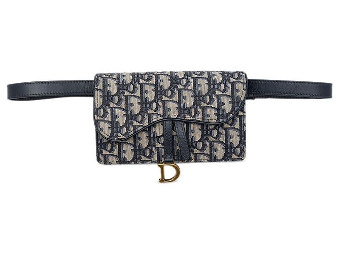 Borsa Cintura Saddle Dior Blue Oblique Canvas Blu navy