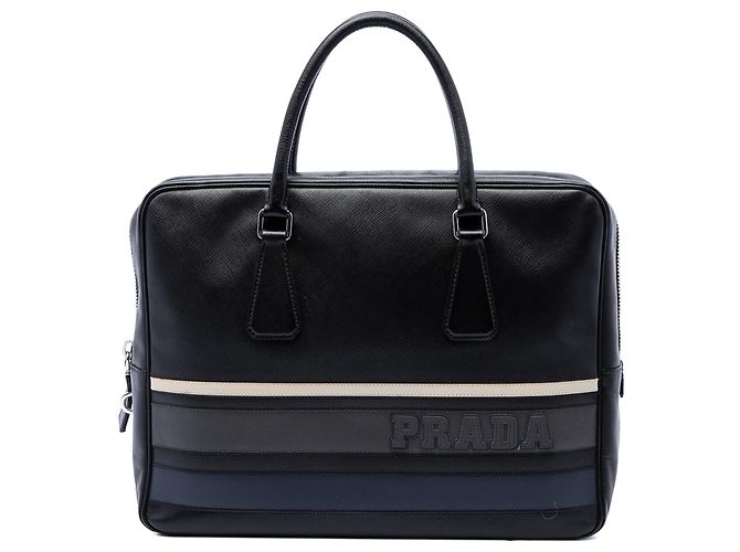Pasta Prada Black Saffiano Lux Letterman Preto