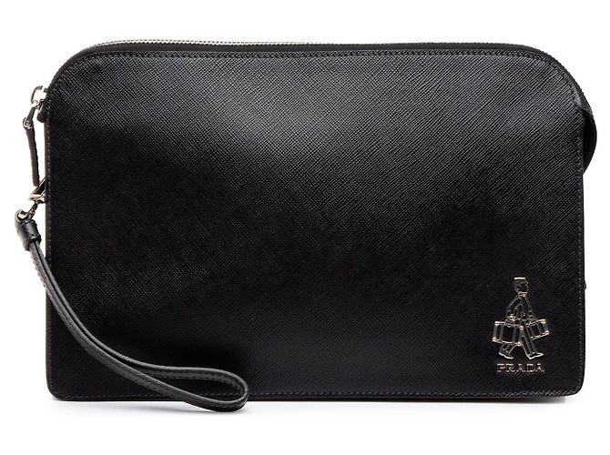 Clutch Prada Bellboy in Saffiano nero