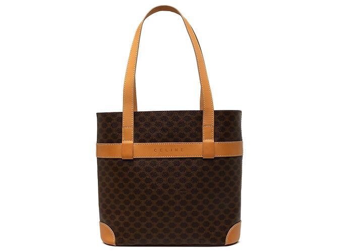 Céline Tote Celine Brown Macadam Coated Canvas Marrom