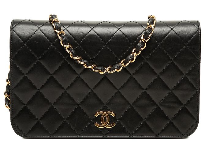 Chanel Black Small CC Quilted Lambskin Full Single Flap Noir