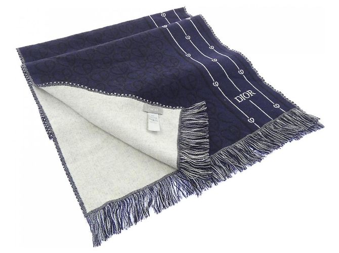 Christian Dior Navy Wool Stole Navy blue
