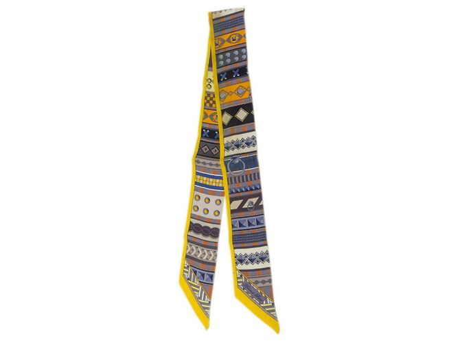 Hermès Hermes Twilly Colliers de Chiens Scarf Multicolore Giallo