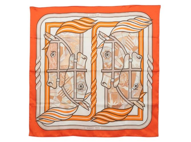Hermès Foulard Hermes Carre 70 Quadrige Multicolore Arancione