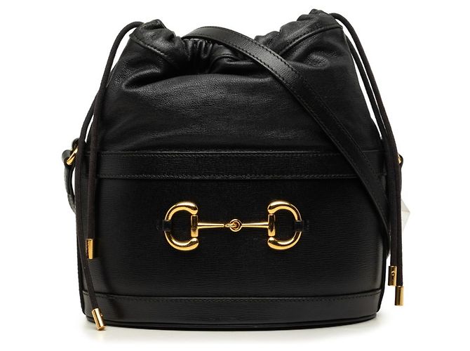 Borsa a secchiello Gucci Horsebit 1955 Nero