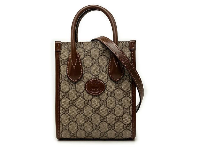 Gucci GG Supreme Interlocking G Handtasche Braun