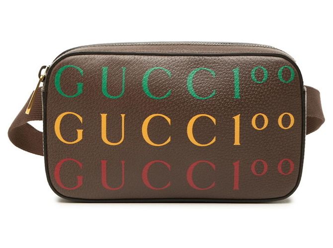 Pochete Gucci 100th Anniversary em couro marrom