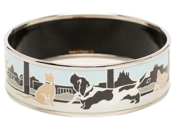 Hermès Bracciale Hermes Chien Echa Parisian Charm Argento Blu chiaro