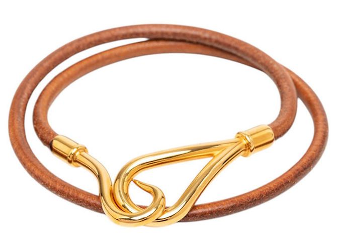 Hermès Pulseira de Berloques Hermes Jumbo Gold Brown Leather Marrom