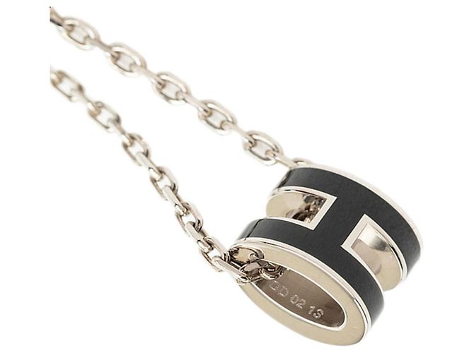 Hermès Colar com pingente Hermes Mini Pop H Preto Prata