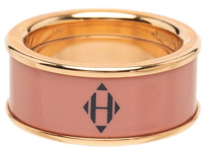 Ring Hermès Anillo de Banda de Esmalte Oro Rosa Hermes Dorado