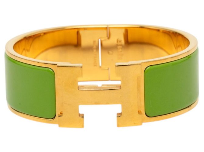 Hermès Brazalete Hermes Clic Clac H PM Dorado Verde