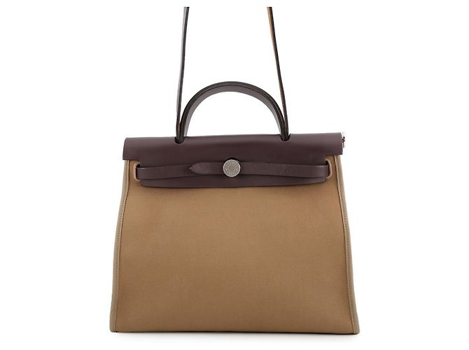 Hermès Hermes Herbag Zip PM Handbag Taupe Damier ebene
