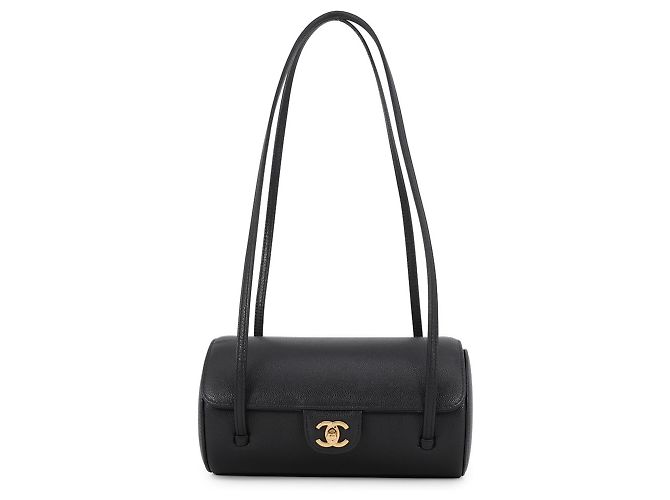 Bolsa de ombro Chanel em couro de bezerro granulado preto