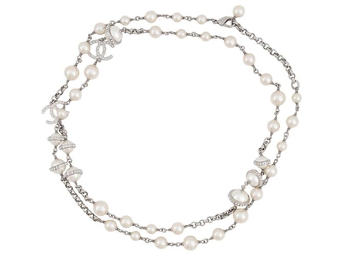 Chanel Coco Mark Halskette mit Kunstperlen und Strass