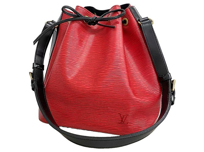 Noe Bolsa de Ombro Louis Vuitton Epi Petit Noé Preto Vermelho