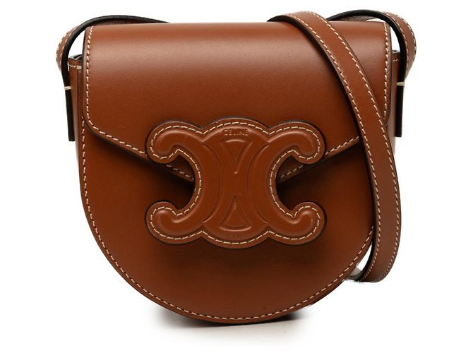 Céline Bolsa Tiracolo Celine Triomphe Mini Buzas Cuire Marrom