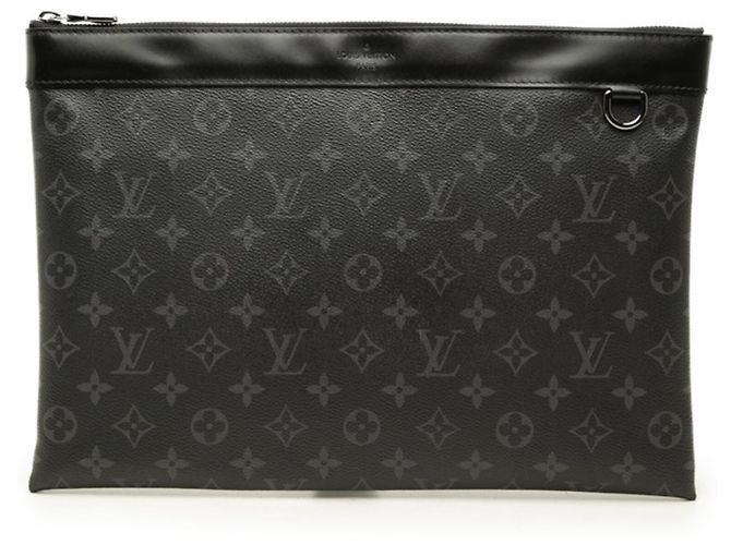 Louis Vuitton Monogram Eclipse Pochette Discovery Clutch Bag Preto